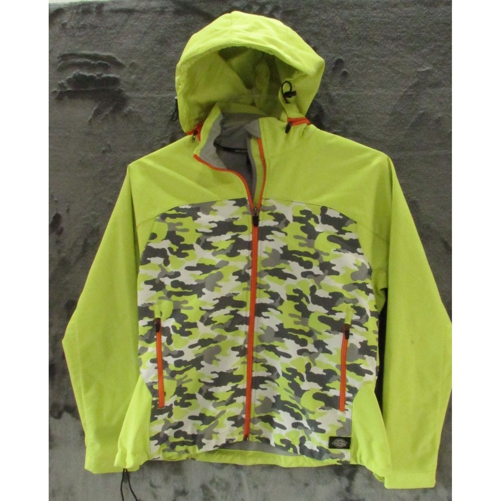 Dickies Protect Performance Jacket Coat Zipper Yellow Camo L Large Womans